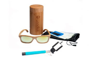 Oferta Packs Gafas de sol de madera Natural  de Bamb  & Yellow  lens ms palo selfies Azul