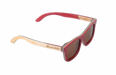 Gafas de sol de madera Natural de patn Red & Brown lens