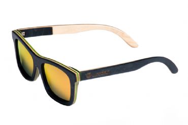 Gafas de sol de madera Natural de patn grey & Orange lens