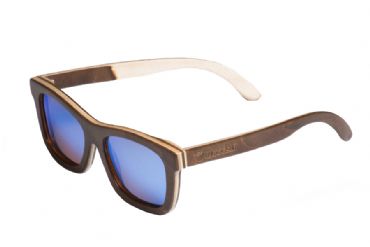 Gafas de sol de madera Natural de patn Brown & Blue lens