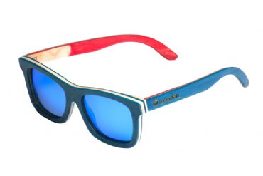 Gafas de sol de madera Natural de patn Blue  & Blue lens
