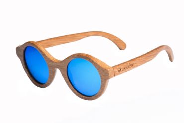 Gafas de sol de madera Natural Carbonized  de Bamb  &  Blue  lens