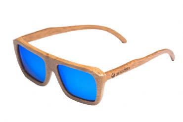 Gafas de sol de madera Natural Carbonized  de Bamb  & Blue lens