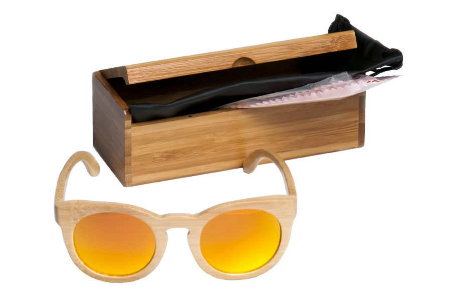 Gafas de sol de madera Natural bamboo & Orange lens