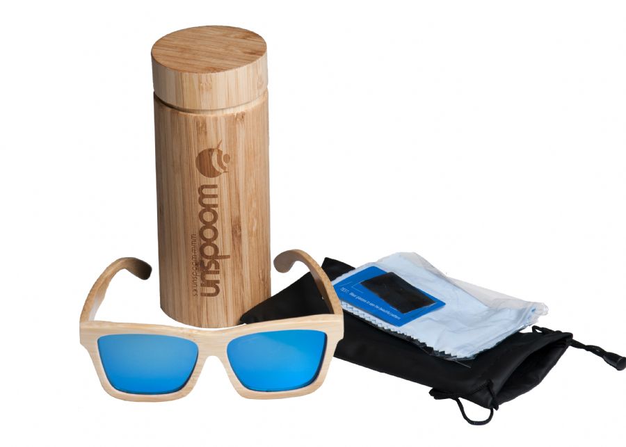 Gafas de sol de madera Natural de Bambú  & Blue lens