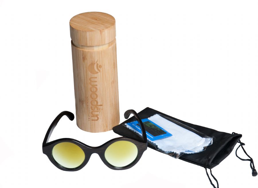Gafas de sol de madera Natural Painted  de Bambú  & Yellow  lens