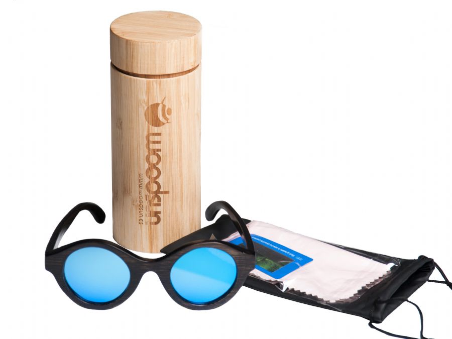 Gafas de sol de madera Natural Painted  de Bambú  & Blue lens