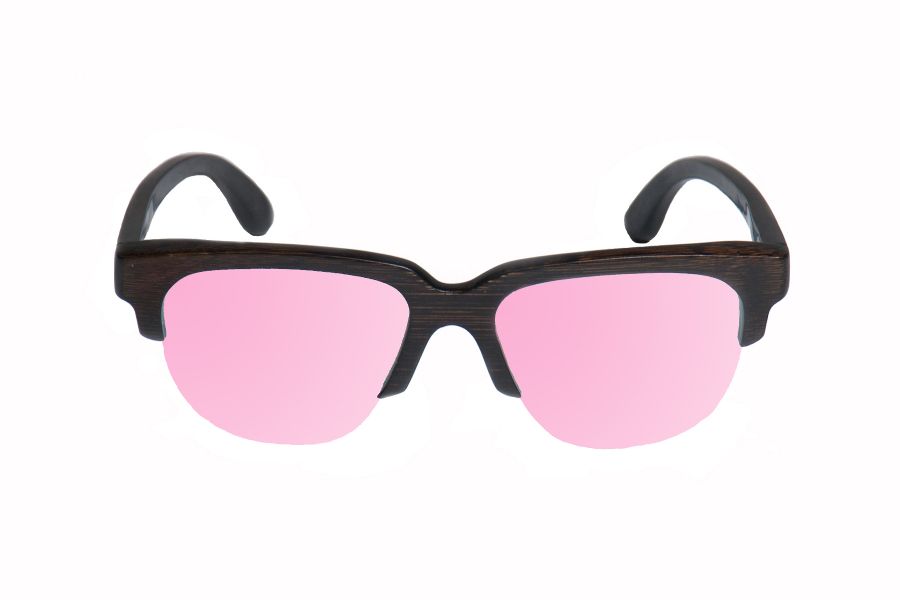 Gafas de sol de madera painted bamboo & light pink lenses
