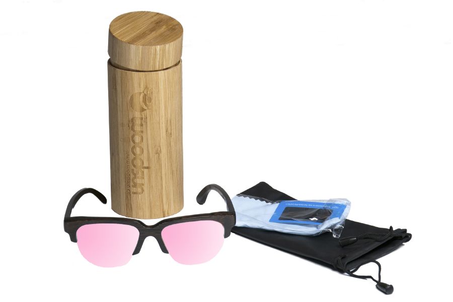 Gafas de sol de madera painted bamboo & light pink lenses
