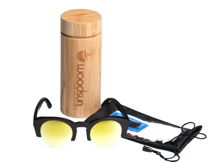  Gafas de sol de madera Natural Painted de Bambú  & Yellow lens