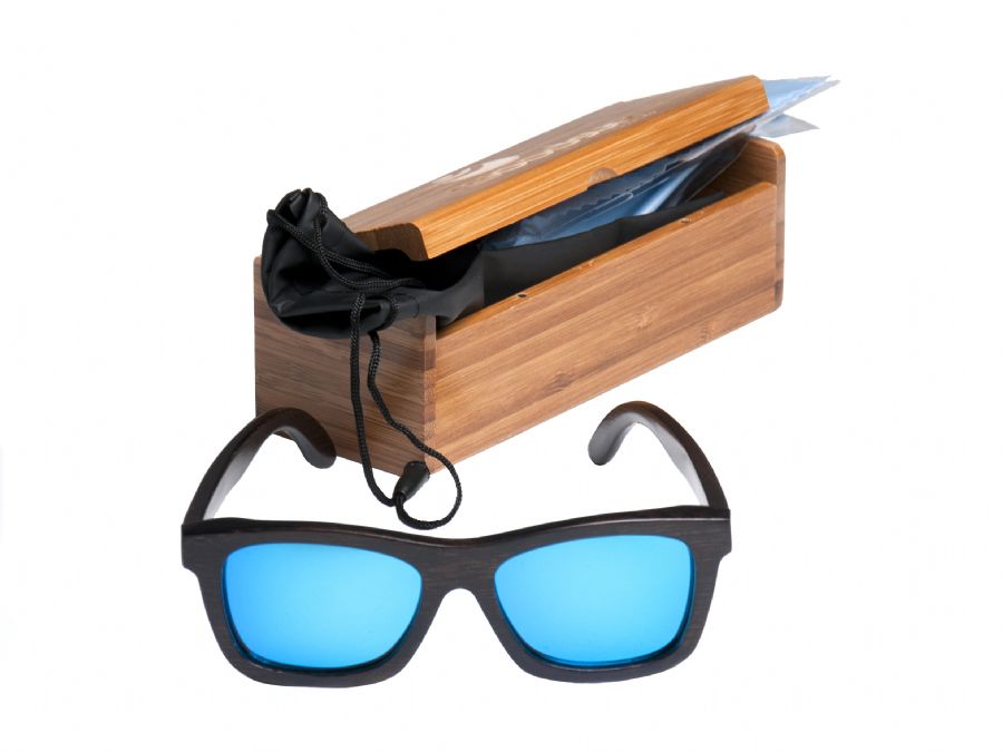 Gafas de sol de madera Natural Painted de Bambú & Blue lens