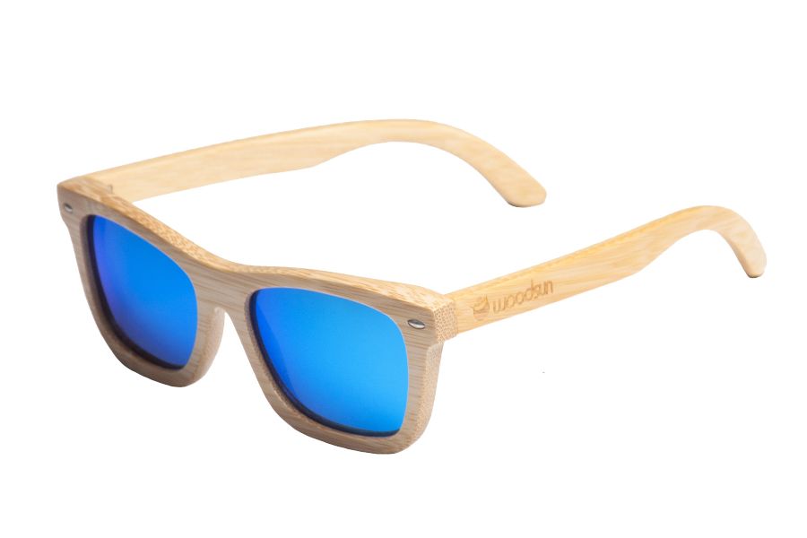 Gafas de sol de madera Natural  de Bambú  & Blue lens