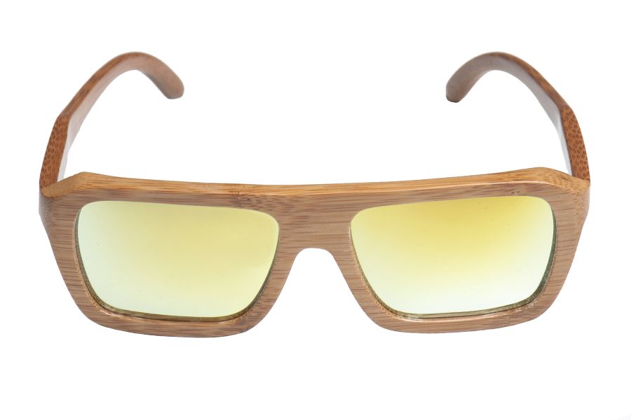 Gafas de sol de madera Natural Carbonized  de Bambú  & Yellow lens