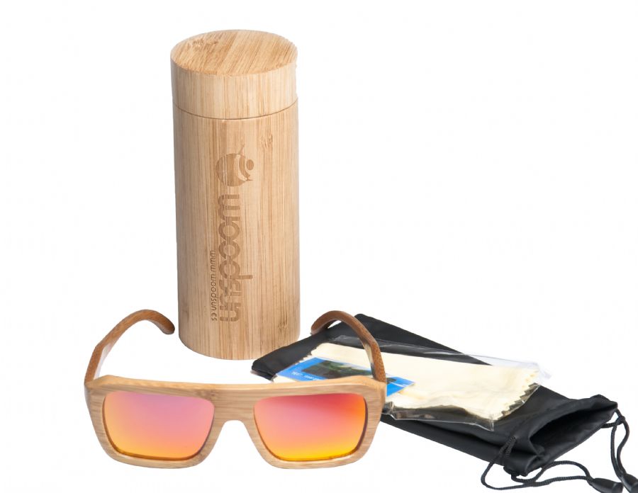 Gafas de sol de madera Natural Carbonized  de Bambú  & Orange lens