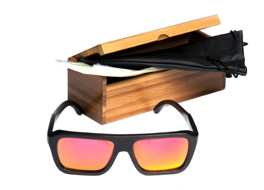 Gafas de sol de madera Natural de Bambú Painted  & Orange lens