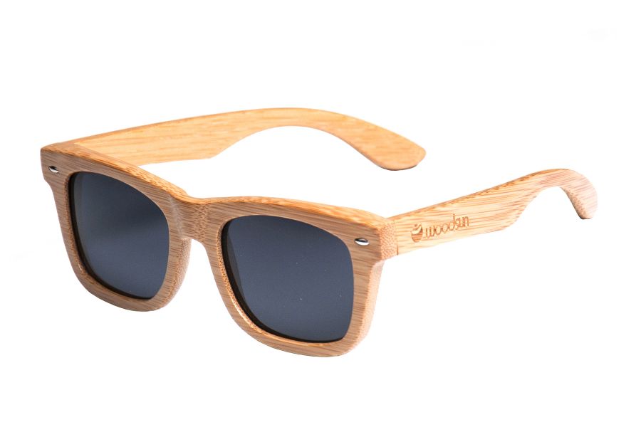 Gafas de sol de madera Natural Carbonized de Bambú  & Black  lens