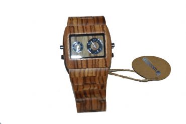 Reloj de madera con una lnea cuadrada y madera de zebra hombre