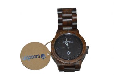 Reloj de madera redondo y madera marrn oscura hombre