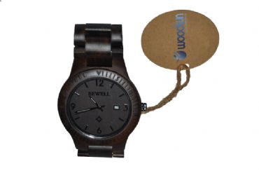 Reloj de madera redondo y madera verdosa oscura hombre