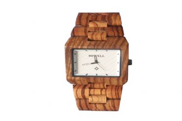 Reloj de madera con una lnea cuadrada y madera de zebra hombre