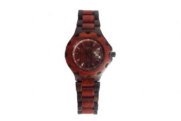 Reloj de madera redondo Red y Black hombre