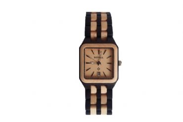  Reloj de madera con una lnea cuadrada en madera Maple y black unisex