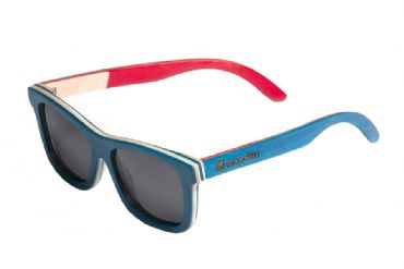 Gafas de sol de madera Natural de patn Blue  & Black  lens