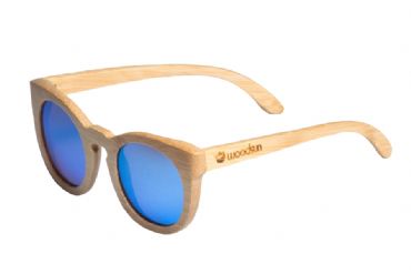 Gafas de sol de madera Natural bamboo & Blue lens