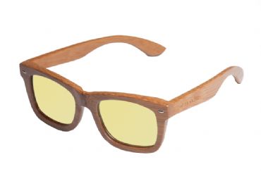 Gafas de sol de madera Natural Carbonized de Bambú  & Yellow lens